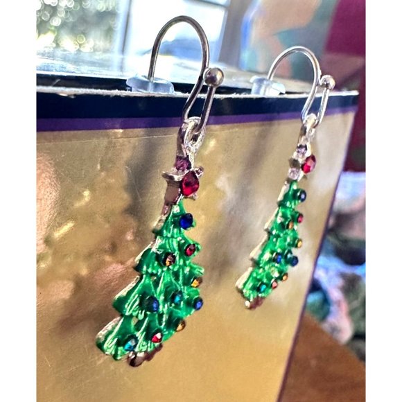 Home for Holidays Christmas Tree Earrings Open Cut Crystals Star Handmad… - Picture 11 of 12